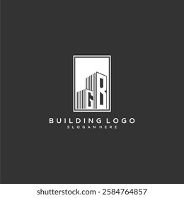 GB initial monogram real estate logo with building creative square style design