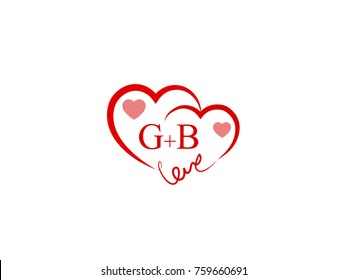 GB Initial wedding invitation, love logo template vector