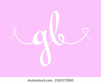 GB initial wedding monogram calligraphy vector illustration. Hand drawn lettering g and b love logo design for valentines day poster, greeting card, photo album, banner print or tattoo.