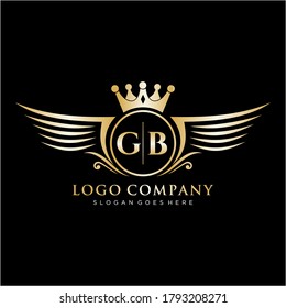 GB Letter Initial with Royal Wing Logo Template.