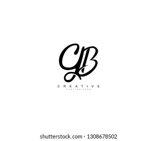 GB Letter Linked Script Calligraphy Creative Logo Design