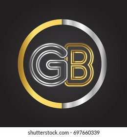 GB Letter logo in a circle. gold and silver colored. Vector design template elements for your business or company identity.