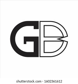 GB Letter logo monogram with oval shape negative space design template white background