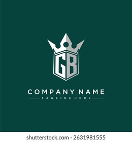 GB letter monogram initial logo for shield and crown design