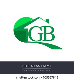 GB letter roof shape logo green, initial logo AB with house icon, business logo and property developer.