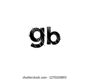 GB Letter Scratch Hand Drawn Chalk Effect Monogram Logotype