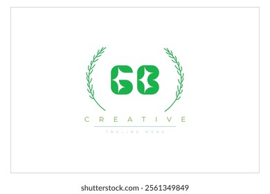 GB letters eco logo with leaf. Fresh nature and healthy leaf logo design.