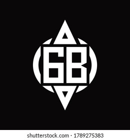 GB Logo with circle rounded combine triangle top and bottom side design template
