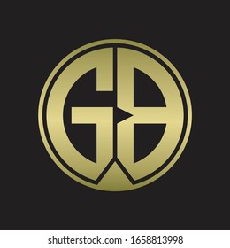 GB Logo monogram circle with piece ribbon style on gold colors