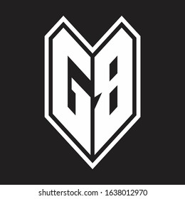 GB Logo monogram with emblem line style isolated on black background