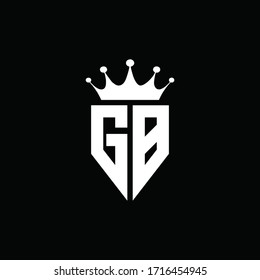 Estilo de emblema monogramo del logotipo GB con plantilla de diseño de forma corona