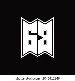 GB Logo monogram with emblem style design template on black background