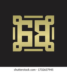 Monograma de logotipo GB con plantilla de diseño de línea de texto