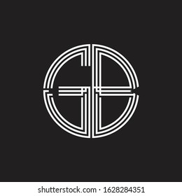 GB Logo monogram triple ribbon style line design template isolated on black background