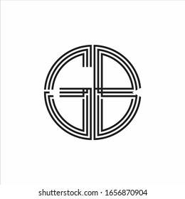 Plantilla de diseño de línea de tres cintas con logotipo GB aislada en fondo blanco