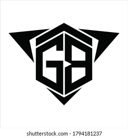 GB Logo monogram with wings arrow around design template on white background