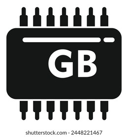 Icono de esquema de producto Gb Vector simple. Micro chip digital. Tamaño del equipo
