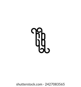 GB simple curved concept initial logo design black and white background