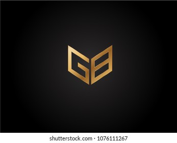 GB square shape Letter logo Design in silver gold color