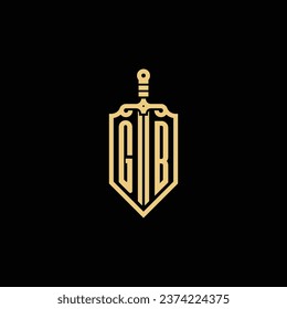 GB vintage shield and sword initial logo in high quality professional design that will print well across any print media