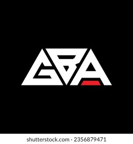 GBA triangle letter logo design with triangle shape. GBA triangle logo design monogram. GBA triangle vector logo template with red color. GBA triangular logo Simple, Elegant, and Luxurious design.