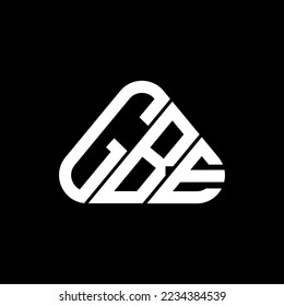 GBE letter logo creative design with vector graphic, GBE simple and modern logo in round triangle shape.