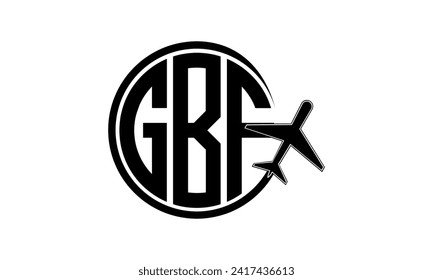 GBF pantalla de diseño del logotipo de círculo de la agencia de viajes y tour de cartas iniciales. hajj Umrah agencia, abstract, agencia de turismo, guía turística, emiratos, aerolíneas, vuelo en avión, negocios, monograma, marca, empresa