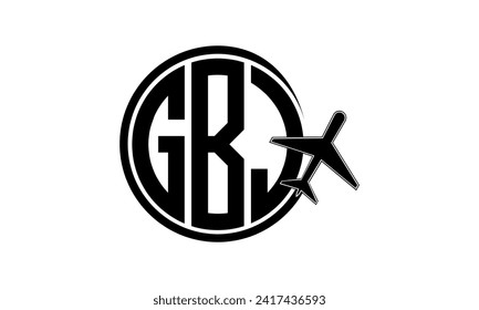 GBJ pantalla de diseño del logotipo de círculo de la agencia de viajes y giras de cartas iniciales. hajj Umrah agencia, abstract, agencia de turismo, guía turística, emiratos, aerolíneas, vuelo en avión, negocios, monograma, marca, empresa