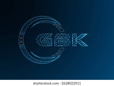 GBK Logo-Vektordesign mit Low-Poly-Buchstaben. GBK-Logo-Design mit niedrigem Poly-Hintergrund. Low-Poly-Logo