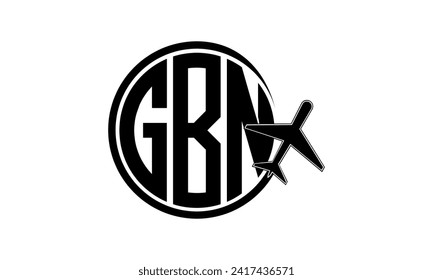 GBN initial letter tour and travel agency circle logo design vector. hajj Umrah agency, abstract, tourism agency, tourist guide, emirates, airlines, airplane flight, business, monogram, brand, company