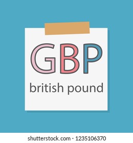 GBP British Pound written in a notebook paper- vector illustration