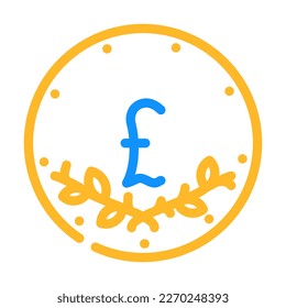 gbp coin color icon vector. gbp coin sign. isolated symbol illustration