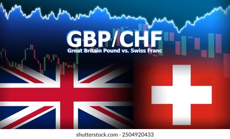 GBPCHF currency pair in the forex market. Foreign exchange illustration. Price fluctuation concept. GBP : Acronym for Great Britain Pound. CHF : Acronym for Swiss Franc.