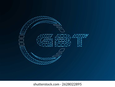 GBT Logo-Vektordesign mit Low-Poly-Buchstaben. GBT-Logo-Design mit niedrigem Poly-Hintergrund. Low-Poly-Logo