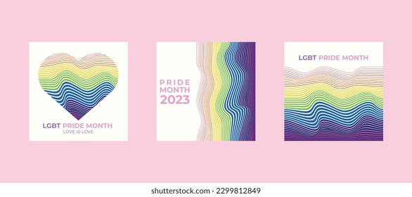 GBT Pride Month Banner Set. Kollektion von Vektorvorlagen für LGBTQ+-Pride-Month-Banner oder Social-Media-Post