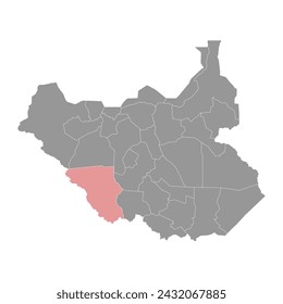 Mapa del estado de Gbudwe, división administrativa de Sudán del Sur. Ilustración vectorial.