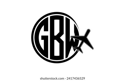 GBW initial letter tour and travel agency circle logo design vector. hajj Umrah agency, abstract, tourism agency, tourist guide, emirates, airlines, airplane flight, business, monogram, brand, company