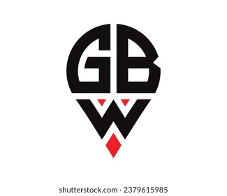 Diseño del logotipo de la forma de ubicación de la letra GBW. Diseño sencillo del logotipo de ubicación de la carta GBW.
