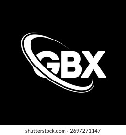 Logotipo de GBX. Carta GBX. Diseño de logotipo de letra GBX. Iniciales Logotipo de GBX enlazado con el círculo y el logotipo del monograma en mayúsculas. Tipografía GBX para tecnología, negocio y marca inmobiliaria.