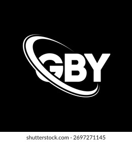Logo de GBY. Carta GBY. Diseño del logotipo de la letra GBY. Iniciales Logotipo GBY enlazado con el círculo y el logotipo del monograma en mayúsculas. Tipografía GBY para tecnología, negocio y marca inmobiliaria.