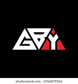 GBY triangle letter logo design with triangle shape. GBY triangle logo design monogram. GBY triangle vector logo template with red color. GBY triangular logo Simple, Elegant, and Luxurious design.
