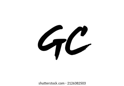 GC alphabet letter logo icon design in black and white. Grunge handwritten letter combination for business or company