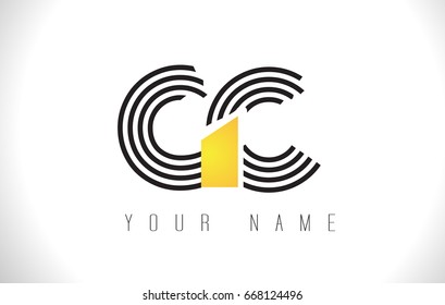 GC Black Lines Letter Logo. Creative Line Letters Design Vector Template.