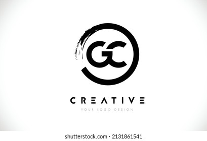 GC Circular Letter Logo with Circle Brush Design and White Background.