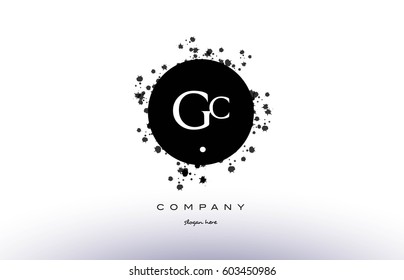 gc g c  black white circle grunge splash vintage retro alphabet company logo design vector icon template