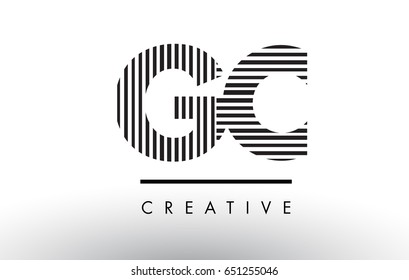 GC G C Black and White Letter Logo Design with Vertical and Horizontal Lines.