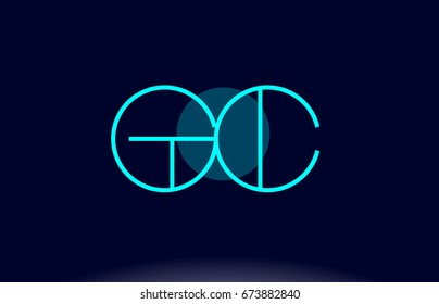 gc g c blue line circle letter logo alphabet creative company vector icon design template