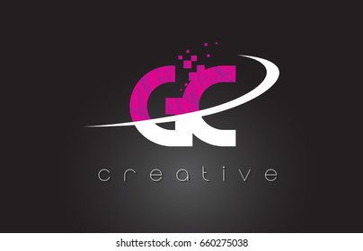 GC G C Creative Letters Design. White Pink Letter Vector Illustration.