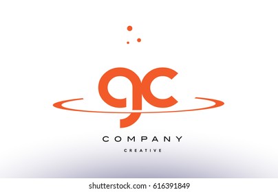 GC G C creative orange swoosh dots alphabet company letter logo design vector icon template