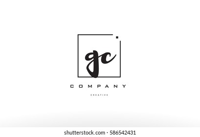 Gc G C Hand Writing Written Black White Alphabet Company Letter Logo Square Background Small Lowercase Design Creative Vector Icon Template 